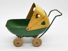 Wyandotte Baby Stroller Doll Buggy Pram Green   Yellow Metal Toy Heart Cutouts