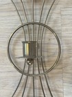 Vintage Mid Century Atomic Wall Sconce Pair Candle Holders Wood Metal