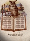 1912 Owl Vintage 1912 Owl Plate     Advertising Calendar     Crackle Glaze Gold Trim