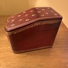 Vintage Italian Leather 2 Deck Playing Card Case Box Embossed Gold Florentine