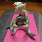 1 Vintage Lefton  Candle Hugger Pixie Elf Christmas Figurine Green Japan Chipped