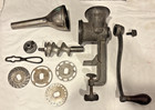 Vtg Manual Clearcut 300 Meat Sausage Grinder With Attachments  Wrench  Nozzle