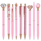 9 Pcs Ballpoint Pens Set Metal Crystal Diamond Pen Glitter Pen For Pink
