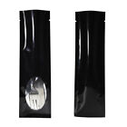 New Flat Glossy Black Open Top Mylar Bags Pouches With Window Variety Quantity