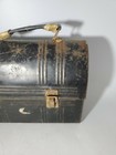 Vintage Aladdin Black Metal Dome Lunchbox With Distress