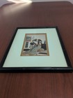 Framed Japanese Print poster Wall Art - Woman Kneeling With Mirror  geisha 