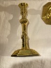 Vtg Pair Of Stiffel Taper Candle Holders Brass 9  Heavy Round Candlesticks  xx21