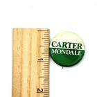 Carter Mondale Political Campaign Pin Button Pinback Vintage White Green Round