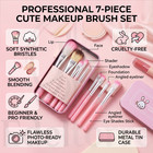 7pc Pink Makeup Brush Set Professional Face Eye Cosmetic Brushes Gift Kit New
