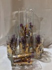 W  Virginia Glass - Gregory Duncan 22k Gold Purple Thistle Pitcher And 6 Glasses