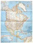     1964-4 April Vtg North America National Geographic Map Us Canada Mexico - A3