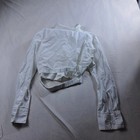 Navissi Womens Pearl Collar Button Front Shirt Large White Cropped Pullover