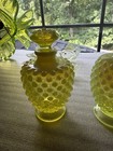 1 Vntg Fenton Opalescent Topaz Hobnail Uranium Perfume Bottle W Stopper 