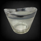Vtg Mcm Sculptural Art Glass Bowl Ice Bucket Silver Band Dorothy Thorpe Style