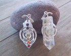 Large Crystal Quartz  Chakra Pendant With Reiki Symbol  Crystal Reiki Pendant