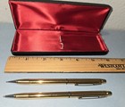 Ball Point Pen   Pencil Gold-tone Gift Set In Case  Signed Usa