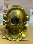 Vintage Full Size Us Navy Brass Divers Diving Helmet Mark V Sea Scuba Wood Base