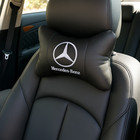 Black Leather For Mercedes-benz Car Neck Support Pillows     Universal Fit     2pcs