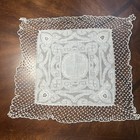 Outstanding Vtg Antique Linen Crochet Lace Wedding Handkerchief Drawn white Work