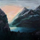 Handmade Original Mountain forest Painting 11 8x11 8in