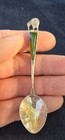 Sterling Silver New Zealand Kiwi Green Jade Insert 3 5  Commemorative Spoon