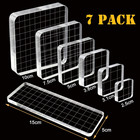 7 Pieces Stamp Blocks Acrylic Clear Stamping Blocks Tools With Grid Lines For Sc