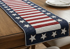 4th July Table Runner Flag Beaded Table Runner  Independence Tableware 13x36in
