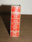 Vintage Society For Savings Hartford Metal Book Coin  Bank  no Key 