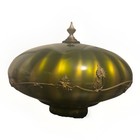 Vintage Mcm Green Glass Ceiling Shade W  Cast Brass Garland