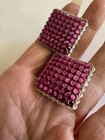 Great Pair Of Vintage Clip On Earrings W  Fuscia Pink Sequins