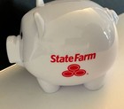 Vintage State Farm White Plastic Piggy Coin Bank Euc Insurance Logo Advertising