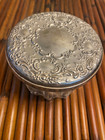 Vintage Towle Stirling Silver Lid Lead Crystal Powder Box Jar Vanity Puff Tr