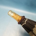 Vintage Black rainbow Striped Umbrella W  Clear Lucite Handle