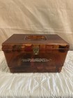 Vintage Sewing Box Amber Brown With Sewing Accessories 