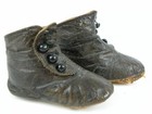 Antique Victorian Black Leather Baby 4 Button High-top Shoes