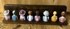 Vintage 1982 - 84 Avon American Fashion Thimbles   Mahogany Display Shelf Set