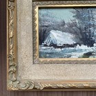 Vintage Oil Painting Winter Chalet Signed Villon Framed Certified 13x8  Original