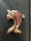 Onyx Stone Dolphin Figurine Carved Vine Marbled Polished - 3 t - Vintage