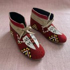 Handcrafted Native-inspired Beaded Women Moccasins   Western Seed-bead Suede