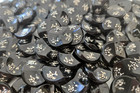Antique Victorian Black Glass Buttons Silver Luster Czech Bohemian Lot Of 73