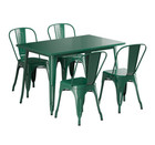 30  X 48  Rectangular Restaurant Table Standard Set With 4 Chairs Green Metal