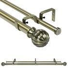 1  Fluted Ball Flat Button  Double Drapery Curtain Window Rod Set  28 - 120 