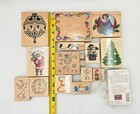 New Lot Of 19 Winter Christmas Holiday Designed Wood-mount Rubber Stamps Lg m sm