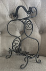 Iron Metal Wine Bottle Stand   Holds 2 Bottles   Counter Bar Top W handles