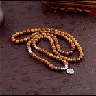 Tibetan Style Meditation Bead Necklace  Boho Mala Yoga Jewelry  With Om Charm