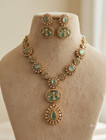 Hadiya Indian Mint Green Stone Necklace Set With Antique Gold Finish Roz Jewelle