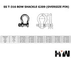 T-316 Stainless Steel Bow Shackle Marine Grade 3 16  To 3 8  Oversized Pin