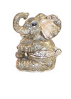 Hungry Elephant Pewter Bejeweled Hinged Miniature Trinket Box Kingspoint 