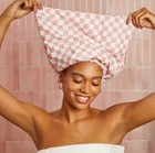Kitsch Satin Lined Flexi Waterproof Shower Cap Terracotta Checker