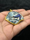 Ancient Rare Beautiful Patina Roman Glass Pendant With Gold Gilded Frame